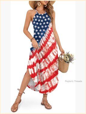 Halter Maxi Dress Side Slit Keyhole Back Casual Summer Beach Resort Vacation